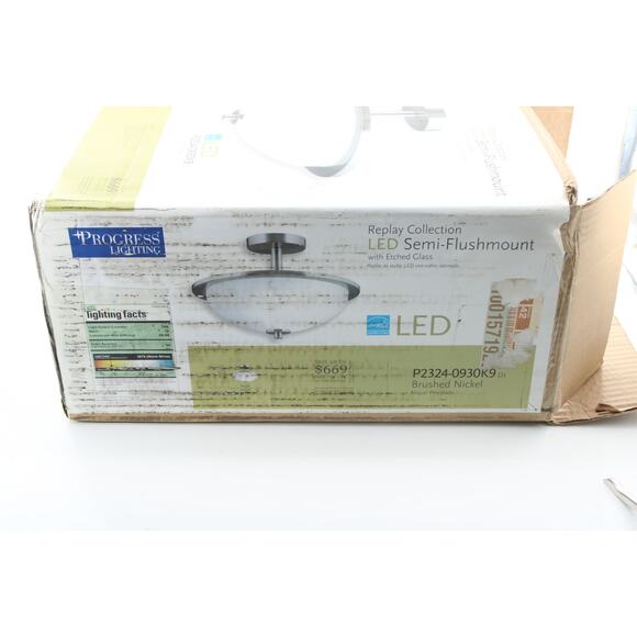 FlushMount Light Progress Lighting Replay 1-Light Brushed Nickel LED Semi-Flush - Picture 5 of 9